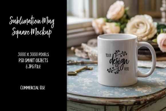 Download Shabby Chic Sublimation Mug Mockup PSD - Mug mockup Collection