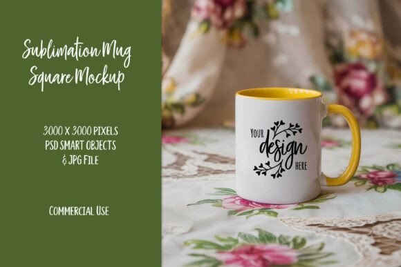 Download Yellow Accent Cottagecore Mug Mockup PSD - Mug mockup Collection