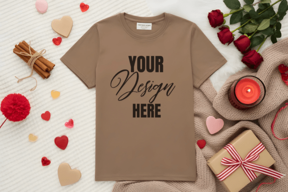 Download Flat Lay Valenitne T-Shirt Mockup - Premium Resources