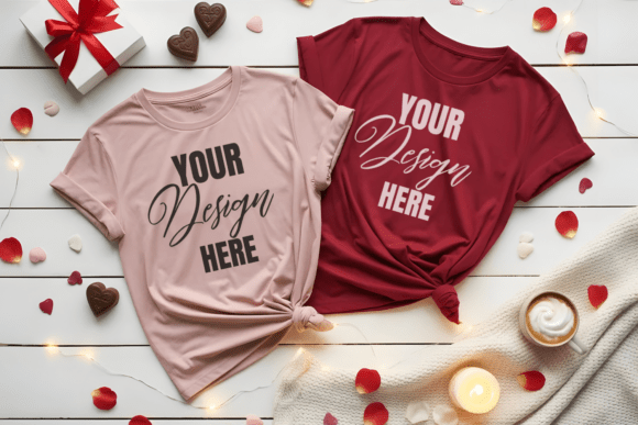 Download Flat Lay Valenitne T-Shirt Mockup - Premium Resources
