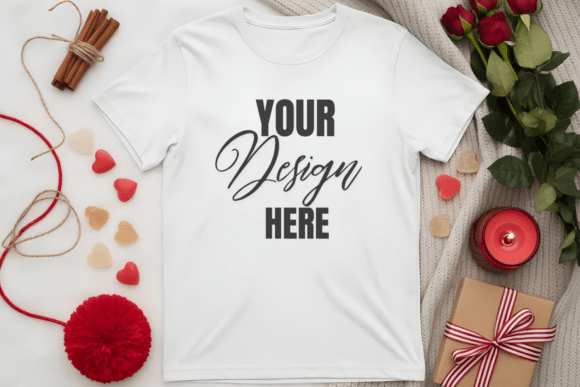Download Flat Lay Valenitne T-Shirt Mockup - Premium Resources